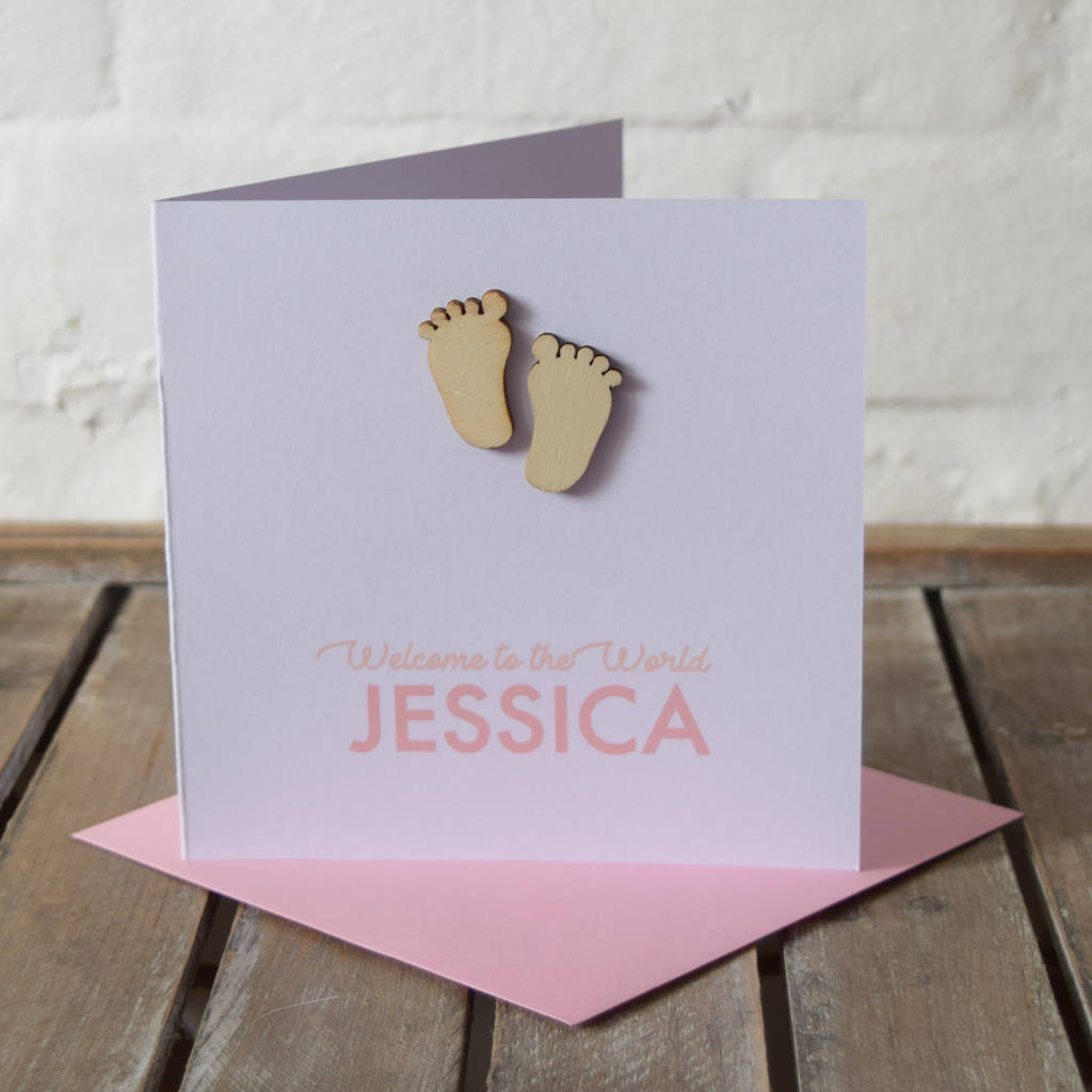 Personalised New Baby Girl Footprint Card By Jodie Gaul ...
