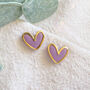 Purple Polymer Clay Heart Studs, thumbnail 2 of 5