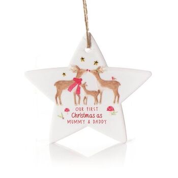 Christmas Ceramic Hanging Star For New Parents, 2 of 2