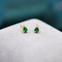 Extra Tiny Emerald Green Droplet Cz Stud Earrings, thumbnail 5 of 10