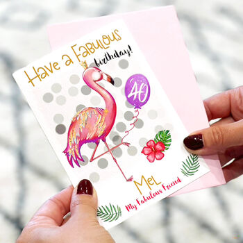 Personalised Flamingo 'Fabulous' 40th Birthday Card, 5 of 6