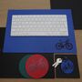 Cyclists Personalised Leather Desk Mat, thumbnail 4 of 4