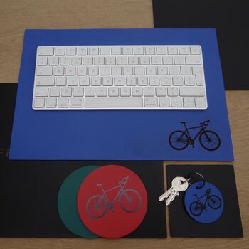 Cyclists Personalised Leather Desk Mat, 4 of 4