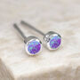 Mini Sterling Silver Violet Opal Stud Earrings, thumbnail 5 of 11