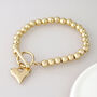 Gold Plated Heart Charm T Bar Bracelet, thumbnail 2 of 6