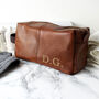 Personalised Luxury Initials Brown Leatherette Wash Bag, thumbnail 2 of 5