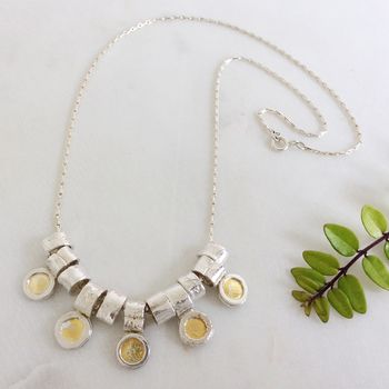 Silver And Gold Petal Necklace, 4 of 5