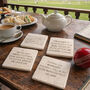Set Of Four Marble Famous Cricket Quotes Coasters, thumbnail 1 of 5