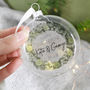 Christmas Engagement Wreath Glass Bauble, thumbnail 2 of 3