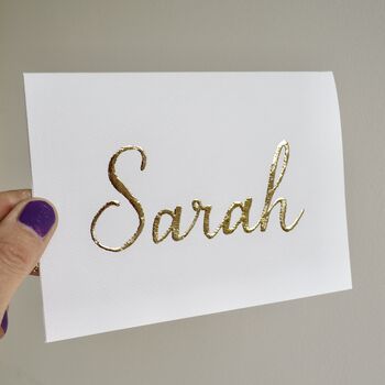 Handmade Gold Leaf Personalised Name Birthday Card, 5 of 8