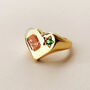 Gold Heart And Glass Stone Signet Ring, thumbnail 5 of 8