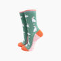 Bunny Rabbit Floral Fluffy Bamboo Socks In Green, thumbnail 1 of 4