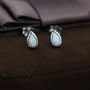 Tiny Opal Droplet Stud Earrings In Sterling Silver, thumbnail 4 of 11