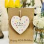 Personalised 50th Birthday Polka Dot Wooden Heart Card, thumbnail 2 of 7