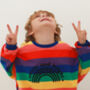 Merry And Bright Kids Rainbow Jumper, thumbnail 2 of 4