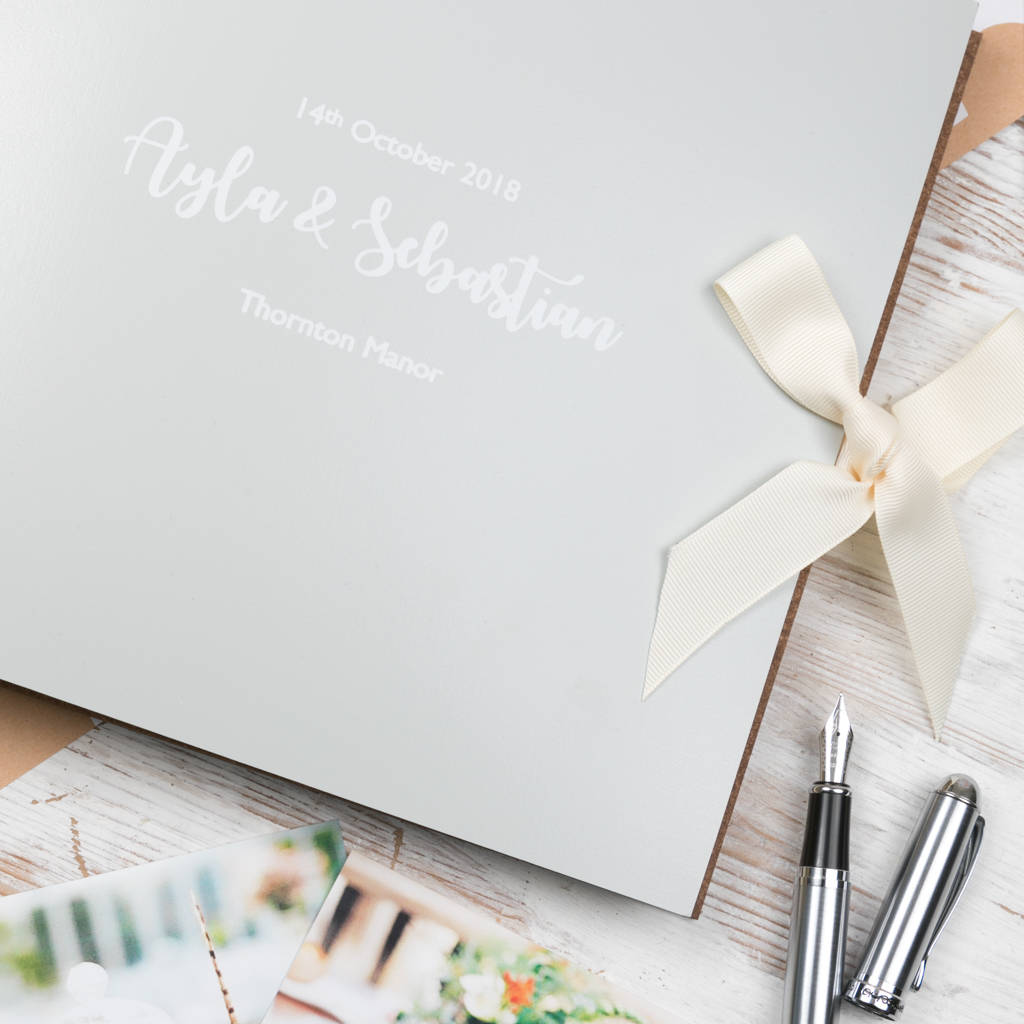 Personalised Large Leather Guest Book With Ribbon By Be Golden