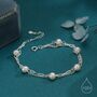 Sterling Silver Two Layer Natural Pearl Beaded Bracelet, thumbnail 1 of 12