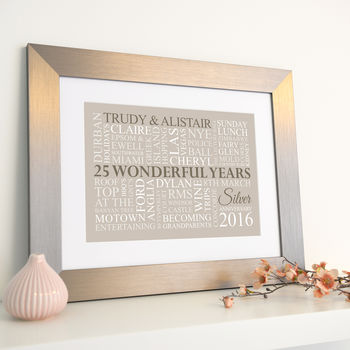 Personalised Silver Anniversary Word Art, 2 of 11