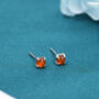 Sterling Silver Natural Red Carnelian Stud Earrings, thumbnail 3 of 11