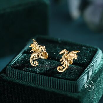 Sterling Silver Extra Small Dragon Flat Back Earrings, 5 of 9