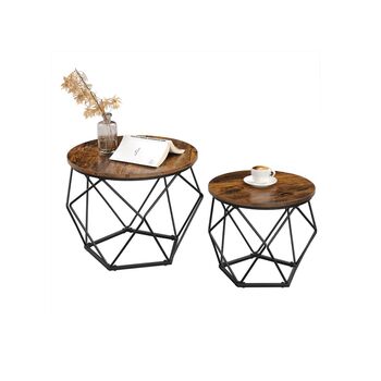 Set Of Two Brown Side Coffee Tables, 5 of 6