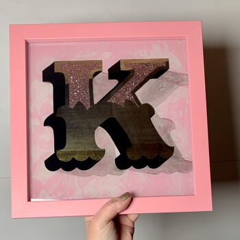 Gold Typography Wall Art 'Circus Letter K' Pink, 6 of 7