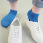 Pin Stripe Grey And Classic Blue Men's Trainer Socks, thumbnail 12 of 12