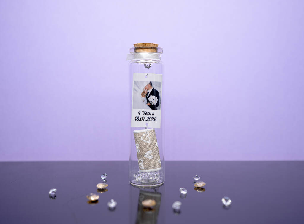 Personalised 4th Linen Anniversary Small Photo Keepsake Gift, 1 of 2