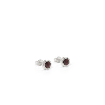 Birthstone Stud Earrings January: Garnet And Silver, 2 of 4