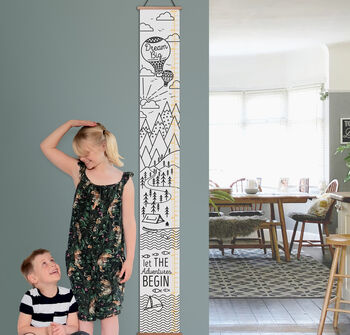 Personalised Family Mountain Adventure Canvas Height Chart, 3 of 4