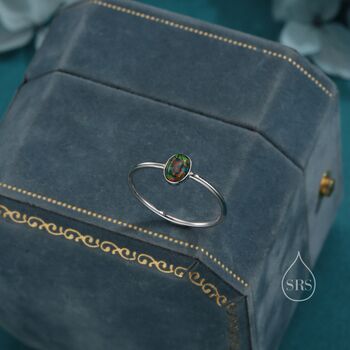 Sterling Silver Delicate Black Onyx Oval Ring, 3 of 12