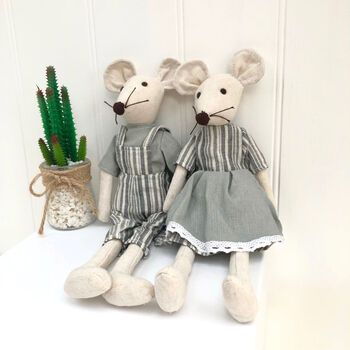 Personalised Soft Toy Linen Mouse, 2 of 7