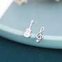 Mismatched Guitar And Music Note Stud Earrings, thumbnail 1 of 8