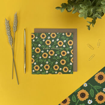 Sunflower Birthday Card With Gold Foil, 2 of 4