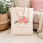 Personalised Coral Floral Bridesmaid Tote Bag Shopper, thumbnail 5 of 6