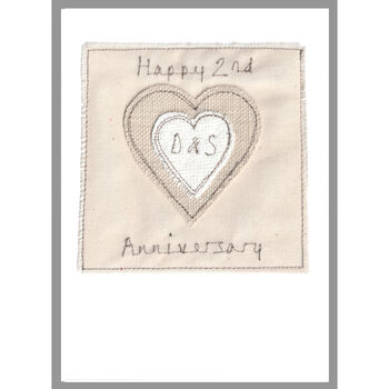 Personalised Cotton 2nd Wedding Anniversary Card, 10 of 12