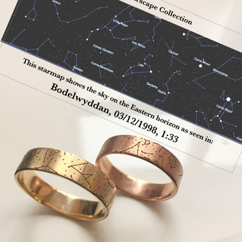 Custom Star Map Wedding Rings, 3 of 12
