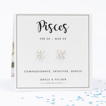 Pisces Zodiac Stud Earrings In Sterling Silver – Astrology Star Sign Birthday Gift, 3 of 11