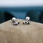 Small Black Cz Trio Screw Back Earrings Sterling Silver, thumbnail 4 of 9