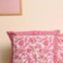 Pink Amaryllis Block Printed Cushion Cover Set Of Two, thumbnail 2 of 2