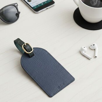 Personalised Pebble Grain Leather Luggage Tag, 2 of 8