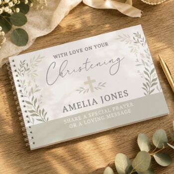 Personalised Religious Cross Spiral Guest Book, 2 of 4