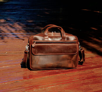 Online Exclusive Genuine Leather Briefcase With Large Front Pockets, 2 of 8