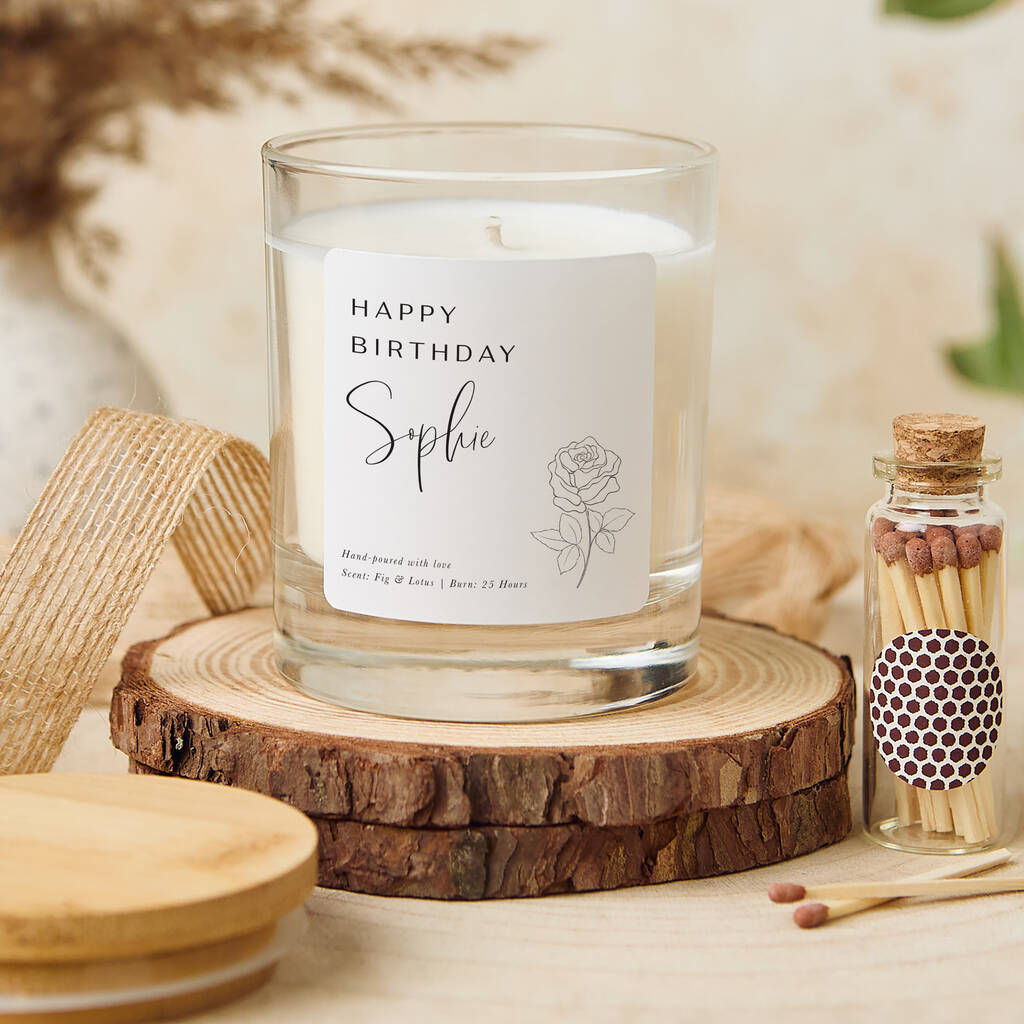 Personalised Happy Birthday Scented Vegan Candle Gift, 1 of 4