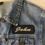 Vintage Style Brush Script Embroidered Name Black Patch, thumbnail 1 of 5