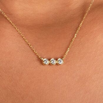 Three Diamond Bar Necklace, 2 of 5