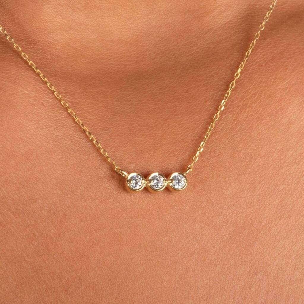 Three Diamond Bar Necklace, 1 of 5
