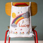 Rainbow And Clouds Themed Personalised Toy Bag, thumbnail 1 of 3