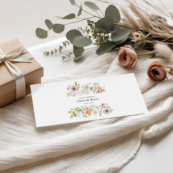 Personalised Wedding Money Wallet: Pansy Floral Design, 2 of 5