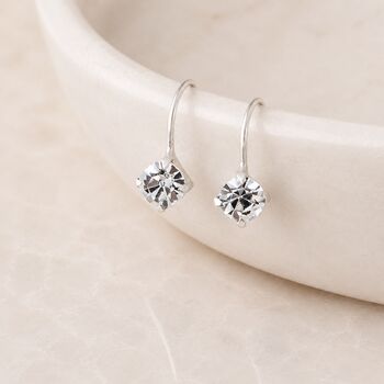 Tiny Sterling Silver Cubic Zirconia Drop Earrings, 3 of 12